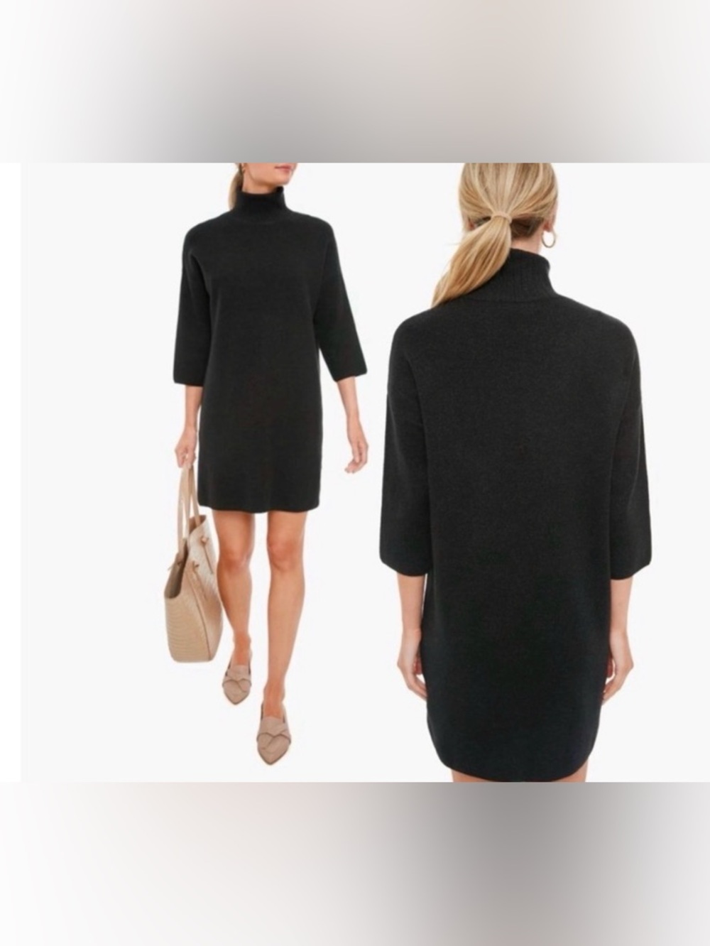 Pomander Place sparkly black turtleneck mini sweater dress
